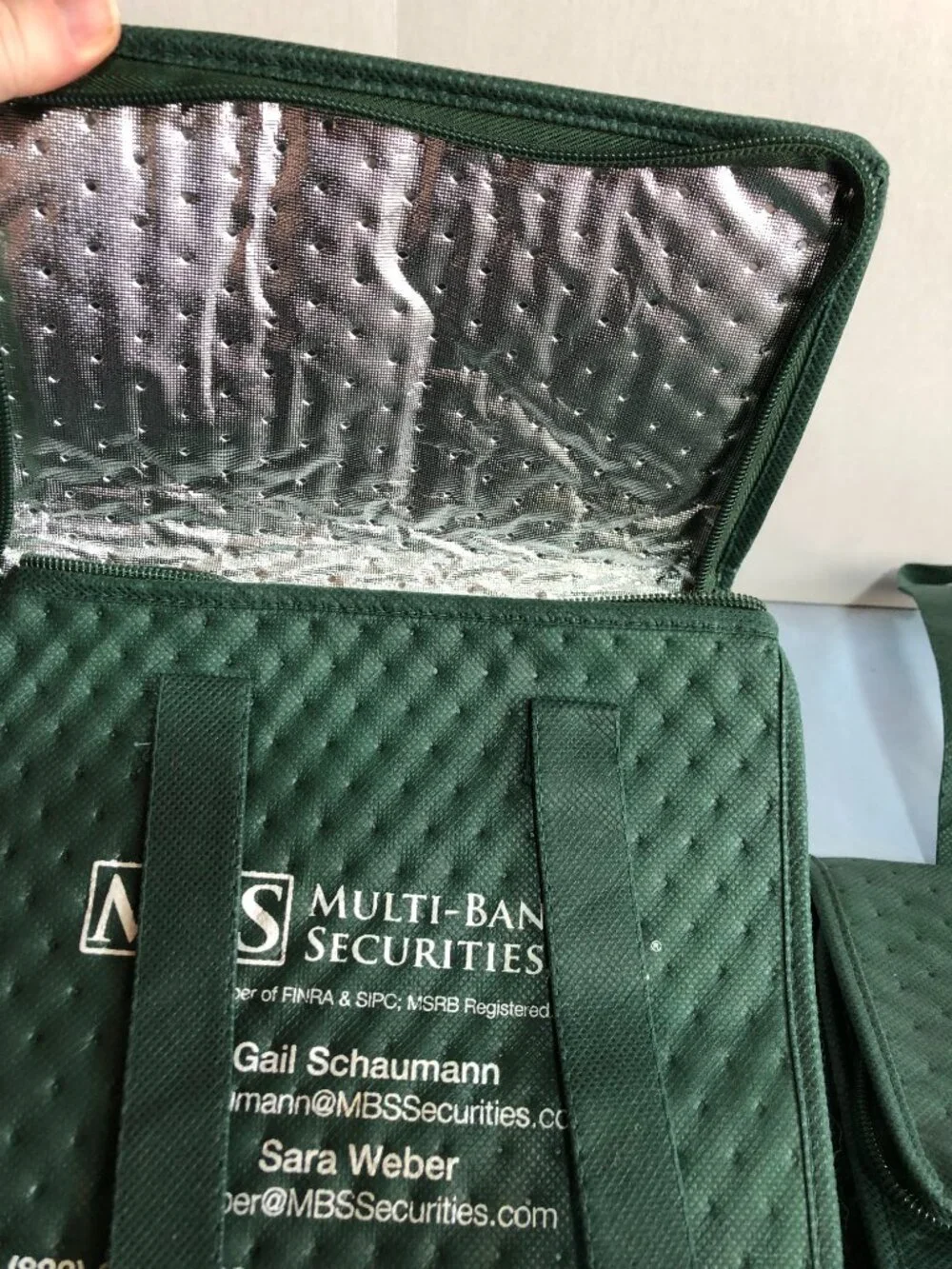 NWOT LOT of 2 Bag Makers Green Cooler Bag with Handles w Advertising #D45